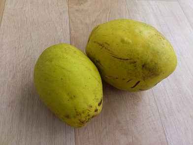 黄色く熟したかりんをサッとお湯に通して刻み、ハチミツ・砂糖に漬け込みます