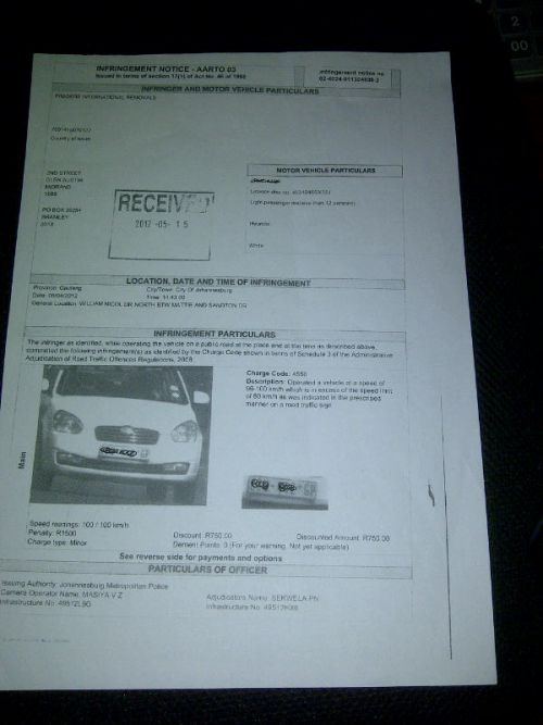 スピード違反チケット