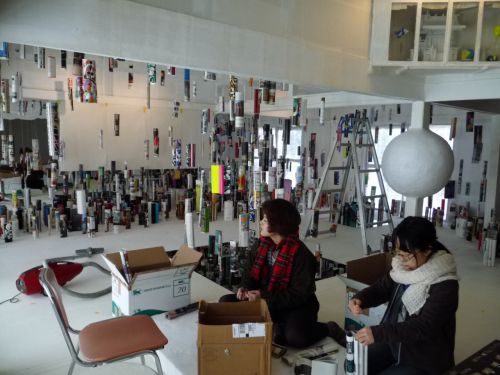 男木島での製作　お手伝いの様子