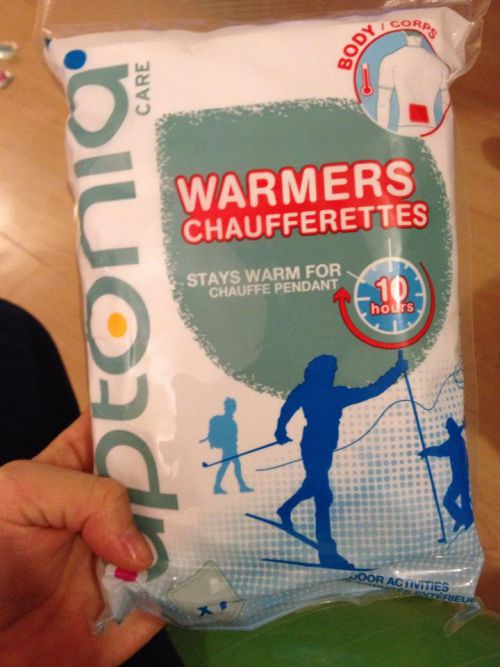 chaufferettes　→フランス語でカイロ