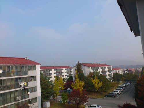 快晴の日もスッキリしない青空です