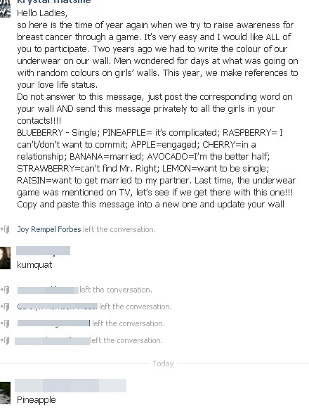 Facebookの友人から届いたメッセージ