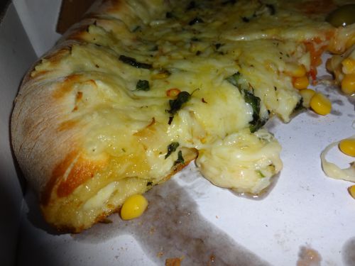 縁にカトゥピリ入りのピザ生地に、具をトッピングして焼いたピザ