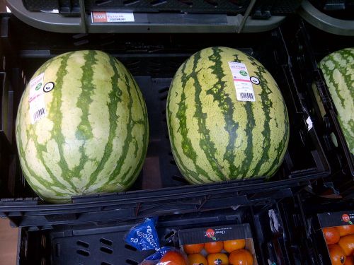 スーパーで大きなスイカが売っていました。