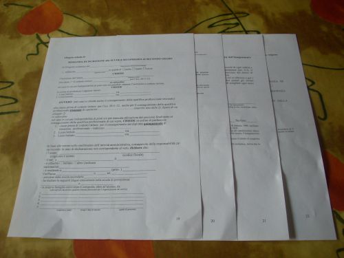 2年前長男の高校入学手続き用紙、4枚一組