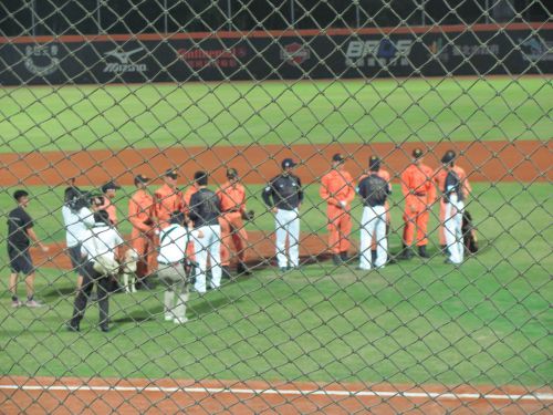 11月10日の最終戦での始球式の一コマ