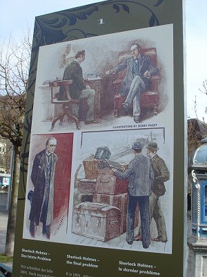 博物館の周りには、シャーロック・ホームズの話が描かれた看板も多く立っていました。
