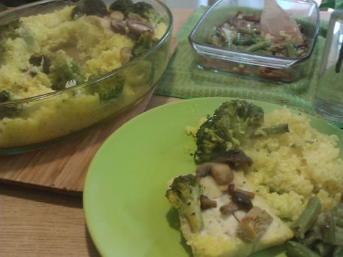 サフランライスもどき、黄金色のアロス・アル・オルノ出来上がり！