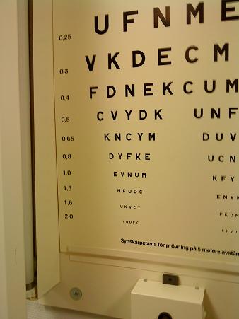 スウェーデンの病院に設置してある視力検査表