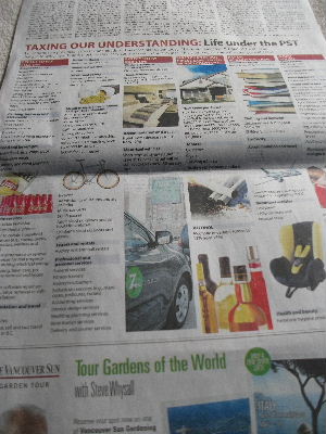 税率変更に関する新聞記事（Vancouver Sun紙）
