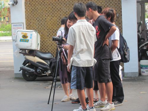 卒業式で使うVTRの撮影の様子