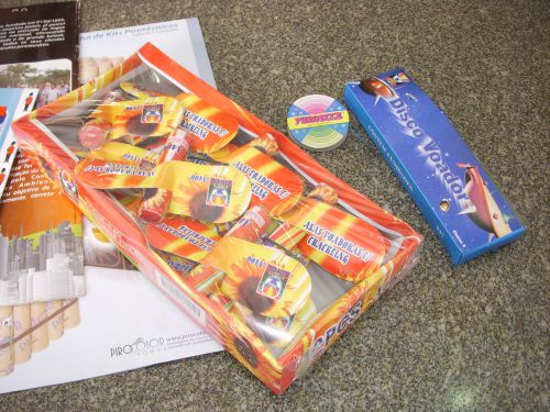 子供向けの花火。5ｍほど回りながら上がる花火（左）と、回るだけの花火（右）