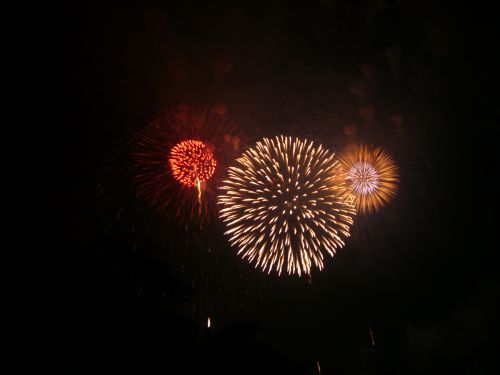 花火が重なって、美しいです。
