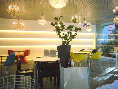 デザイナーズチェアが並ぶ素敵な店内