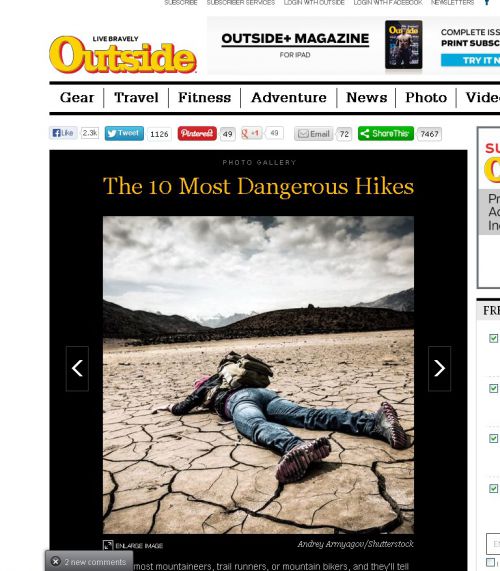 Outside誌が選ぶ「世界で最も危険なハイキング」で堂々の5位に