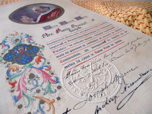  ヴァチカンの公式文書と証明するサイン入り