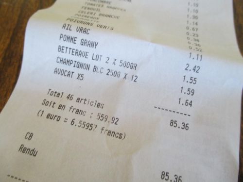 スーパーマーケットのレシートはこんな感じです