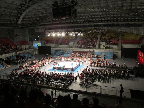 会場の台湾大學總合體育館（タイワンダーシュエゾンハーティーユーグワン）