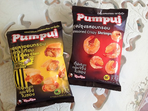 エビとクラムのスナック系珍味、２５バーツ（約７５円）でした