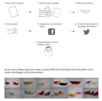 新聞や折り紙でペーパーボート折って、インドの学校や子どもたちを支援する企画も