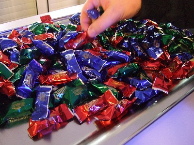 食べ放題用（！）チョコレート（の一部）。種類がたくさんありました