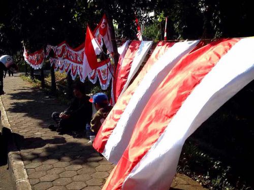 毎年独立記念日が近くなると、道端で国旗が売られています