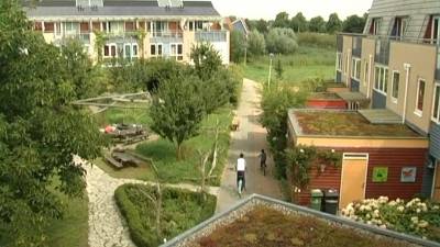 緑も多い、『エコ村』の外観。