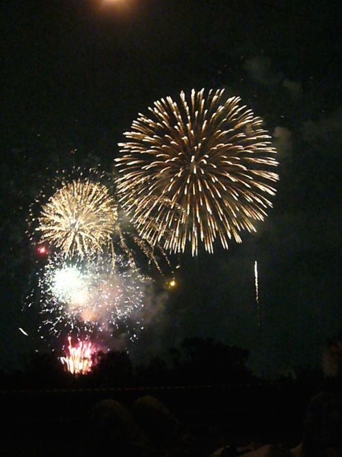 夜空に花火が咲き誇ります。
