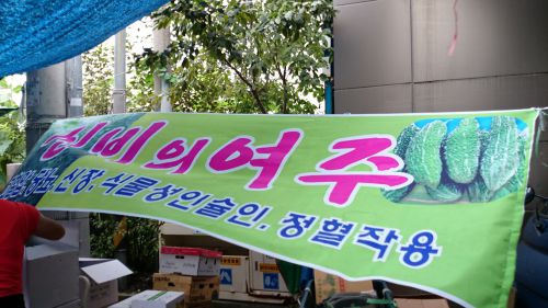 売る方も効能を書いたり、垂れ幕を掲げたり、力が入っています