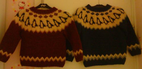 アイスランドウールで編んだ、子供用セーター