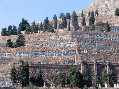 スペイン、バルセロナ市　南西に位置する墓地。