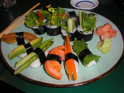 こんな創作寿司もベジタリアンに大人気。