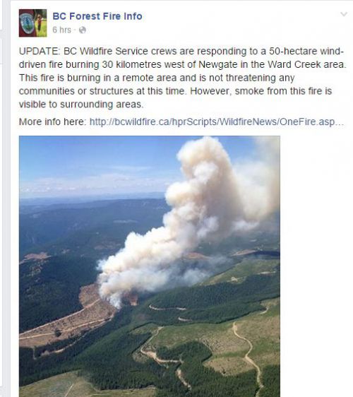 山火事に関する州のFacebookページ。