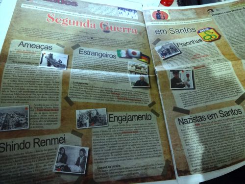 第二次世界大戦中のブラジルでのトピックとサントス市の日本、イタリア、ドイツ移民の状況をフォーカスした地元紙ボケニュースの戦後70年特集