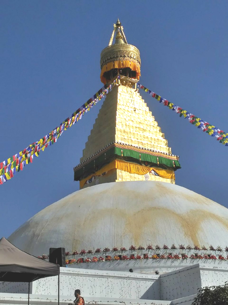 覆いの下からお茶目に瞳を覗かせる仏陀の智恵の目。