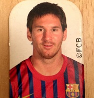 メッシのカード（今月11日に国際サッカー連盟の2015年最優秀選手バロンドールを受賞）