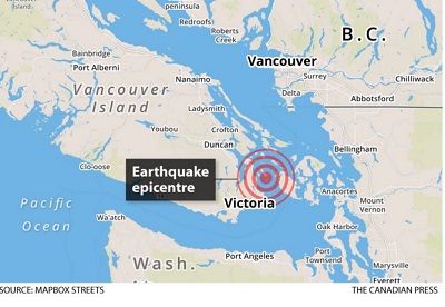 震源はビクトリアのそば（出典　MAPBOX STREET)