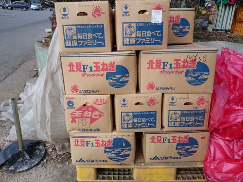 テジョン市内卸売市場で見かけたタマネギの箱