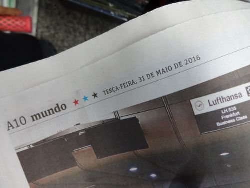 北海道七飯町での児童置き去り行方不明が取り上げられた5月31日（火）付のフォーリャ・デ・サンパウロ紙の国際ニュースページ