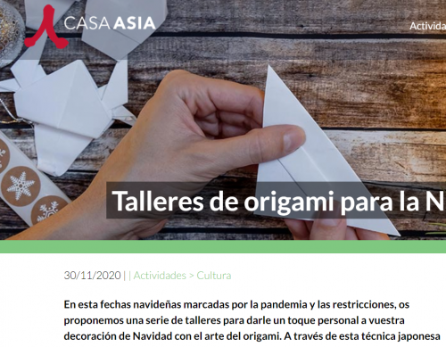 １１月２７日のカサ・アジアの折り紙教室の案内。11/30〜12/18, 8ユーロ