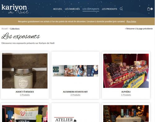 州内のクリスマスマーケットを断念したフリブール州では、オンラインのクリスマスマーケットをオープン。（HPはFribourg Kariyon de Noëlより）