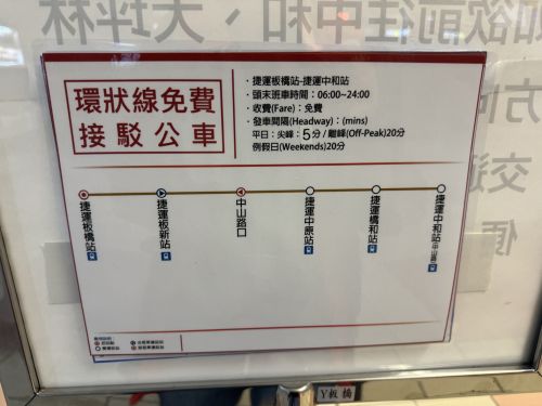 無料運行のシャトルバスの案内