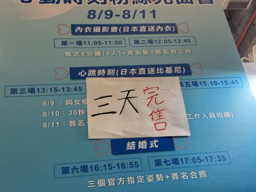 「3日間共売り切れ」の表示